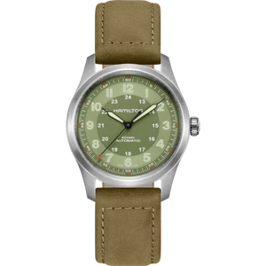 Hamilton Khaki Field Titanium Auto Green Dial Leather Band Men's Watch H70205860 - Picture 1 of 5