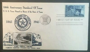 1945 100th Anniversary Statehood of Texas Austin TX Patriotic Cover FDC - Picture 1 of 2