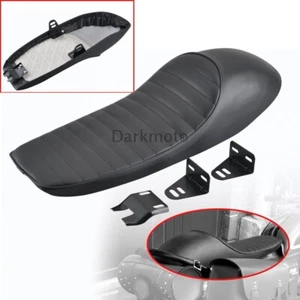 Black Motorcycle Hump Brat Seat Vintage Universal Cushion Saddle For Cafe Racer - Bild 1 von 12
