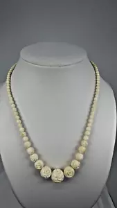 "Hermoso collar graduado vintage de 18"" con cuentas profundamente talladas!" - Imagen 1 de 5