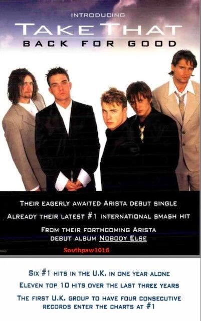 1995 Take That "Back For Good" Song Release Music Industry Promo Reprint Ad - Image 1 of 1