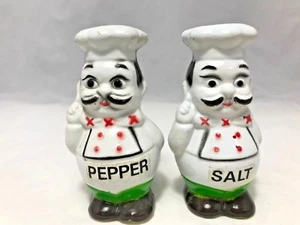 Chef’s Salt And Pepper Shakers Molded Composite Plastic Hong Kong 3.5" - Picture 1 of 7