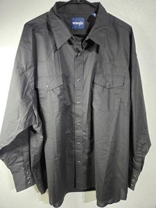 Wrangler Pearl Snap Shirt Mens Size 3X Black Western Long Sleeve Button Up Shirt - Picture 1 of 11