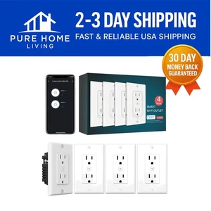 Smart In-Wall Electrical Outlet 4 Pack - Voice Control with Alexa & Google Home - Picture 1 of 3