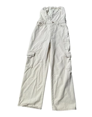 Mono vaquero Wild Fable bandeau sin tirantes fuera del hombro beige para mujer pequeño Foto 1 de 4