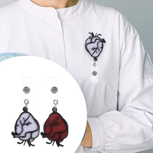 2 pezzi porta badge retrattile infermiere badge mulinelli a forma di cuore clip a bobina in plastica - Foto 1 di 12