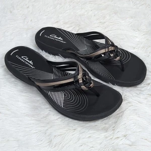 Clarks Breeze Sea Cloudsteppers Damen-Flip-Flop-Sandalen Zinn Synthetik Größe 8 - Bild 1 von 6