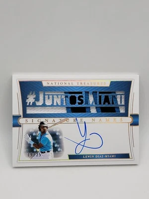 2021 National Treasures Lewin Diaz RC 3 Color Jersey Patch RPA AUTO /25 - Image 1 of 2