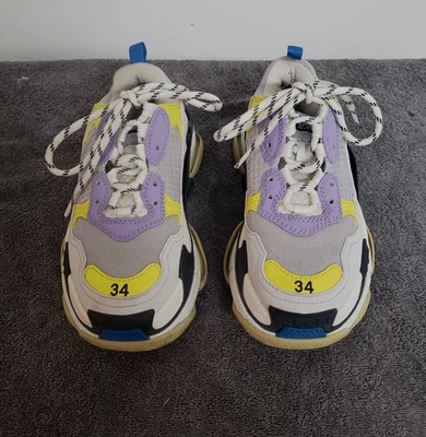 Balenciaga Triple S Split Wht/ Purple/ Lt Grey Balenciaga Womens Size 4 US (34) - Image 1 of 4