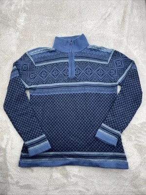 Vtg Artesania Sweater Womens Small Blue Fair Isle Winter Alpaca Blend Hand Knit - Image 1 of 4