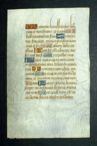 MANUSCRIT ORIGINALE RELIGIEUX SUR PARCHEMIN VÉLIN, enluminure du XVeme moyen age - Bild 1 von 4