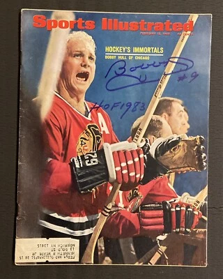 HOF Bobby Hull Signed Hockey Sports Illustrated Magazine Feb 12 1968 Blackhawks - Image 1 of 4