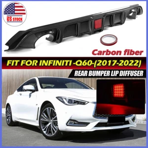 CARBON FIBER REAR BUMPER DIFFUSER W/ LED BRAKE LIGHT FOR 2017-2022 INFINITI Q60 - Picture 1 of 10