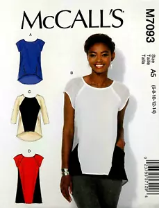 McCall's M7093 Misses Top Tunic Sized 6-9-10-12-14 Printed 2015 Factory Folded - Foto 1 di 3