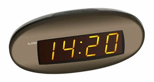 New Alarm Clock Tfa Germany Oval Orange Led Black Frame Snooze Silent - Picture 1 of 1