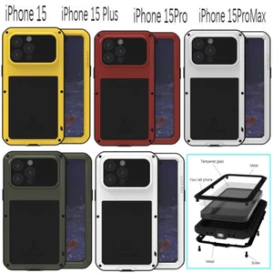 Funda Impermeable iPhone 15/15Plus/15 Pro Max Resistente Metal Gorila Glass Cubierta - Imagen 1 de 17