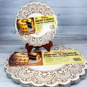 Vintage 1981 Wilton Show'N Serve Cake Serving Boards 6 x 14" & 10 x 8" Sealed - Picture 1 of 12