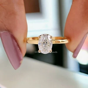 Oval Moissanite Bridesmaid Ring Oval Colorless Moissanite Wedding Ring FD173 - Picture 1 of 10