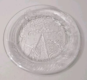 Celebrations Crystal Clear 7" The Night Before Christmas Clear Glass Plate Coll - Picture 1 of 6