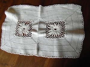   Häkeldecke Baumwolle weiß ALT 42x26 cm@OLD - Bild 1 von 3