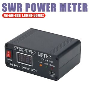 FM-AM-SSB 1.8MHz-50MHz SWR Power Watt Meter SWR Meter Peak Power 120W English