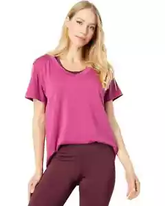 Thrive Societe Relaxed V Neck T-Shirt Women's S Pink Cotton Short Sleeve JDM759 - Picture 1 of 4