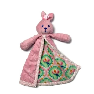 Nursery Rhyme Pink Bunny Plush Baby Security Blanket Lovey Minky Dot Floral - Picture 1 of 5