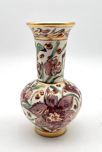 Icaros Rhodes Vase Handgefertigte Keramikvase mit Blumen- & Goldbemalung 14cm - Picture 1 of 7