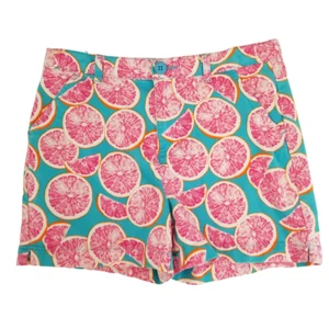 Crown & Ivy Shorts Girls 16 Pink Blue Grapefruit Print Adjustable Waist Pockets - Picture 1 of 11