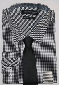 Nick Graham Men's Modern-Fit Dress Shirt and Tie Black Size XL 17-17.5 x 36/37 - Picture 1 of 7