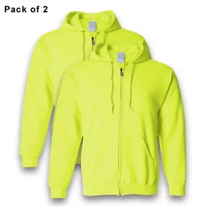 High Visibility Full-Zip Hoodie for Worker Gildan 8oz Fleece Safety Green Pack 2 - Bild 1 von 6