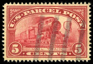 US #Q5 5¢ Mail Train, Parcel Post, "F-VF 75" Used, pinhole, PSE graded (2018) - Picture 1 of 3