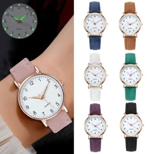 Reloj Luminoso de Cristal Correa de Cuero Relojes de Pulsera Nuevos Relojes Redondos para Mujer - Imagen 1 de 22