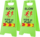 Slow Kids At Play Signs For Street, Double-Sided Text And Graphics With Reflecti