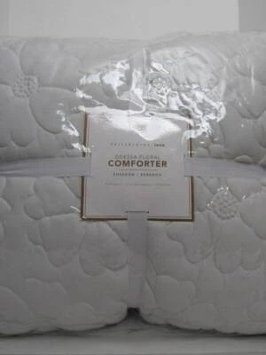 Pottery Barn Teen Odessa Floral Jersey Comforter Full Queen, Ivory Color NWT - Image 1 of 4