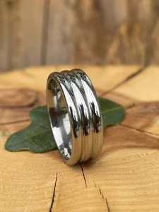 Polished Solid Titanium Band, 7mm Wedding Ring, Made to Order - Picture 1 of 8