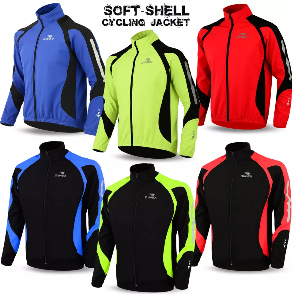 Cycling Jacket Soft Shell Winter Thermal Fleece Windproof Long Sleeve Bike Coat - Image 1 of 1