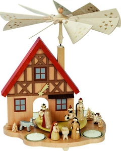 Teelichtpyramide Tischpyramide Haus Erzgebirge  - Bild 1 von 7