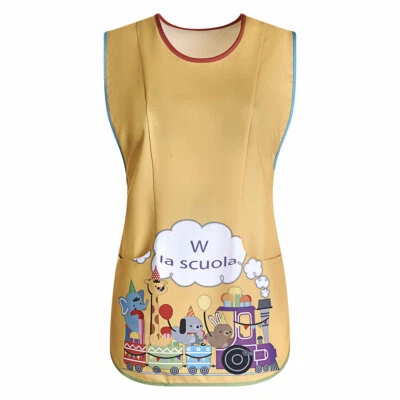 Grembiule maestra asilo poncho camice scuola materna casacca donna da lavoro - Immagine 1 di 2