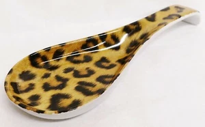 Leopard Brown Large 10.5" 27cm Spoon Rest Porcelain Animal Print Ceramic Spoon - Picture 1 of 4