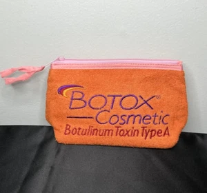 SELTENE Botox Kosmetik orange Frottee bestickt Make-up Tasche Reißverschluss klein 5”x8,5” - Bild 1 von 19