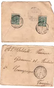 Busta Regno 1911 francobolli 2 da 5 cent -spedita da OCCHIEPPO INFERIORE -Novara - Foto 1 di 3