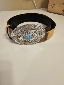 Ariat Patchwork Leather Belt 34 - Picture 1 of 9