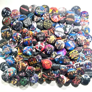 Bandas para el cabello años 80 1" botones pinback metal pesado clásico hard rock retro, 120 prendedores - Imagen 1 de 9