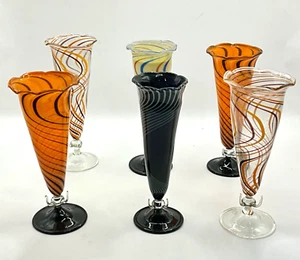 PC31 Vintage Lauscha Glass Multi Color Vases Set Of 6 Place Card Holder - Picture 1 of 7