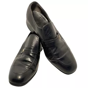 FLORSHEIM Mens Size AU 5.5 EE / EUR 38 Leather Slip On Dress Shoes Loafer Black - Picture 1 of 12