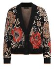 Ivko Knitted Jacket Cardigan Floral Pattern Wool Black Flowers 232715