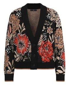 Ivko Veste Tricotée Cardigan à Fleurs Motif Laine Noir Fleurs 232715 - Picture 1 of 2