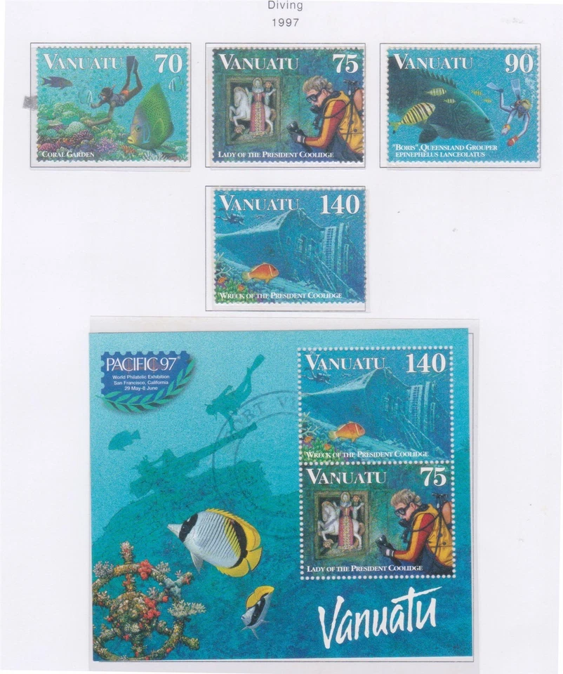 (F325-60) 1997 Vanuatu 4 sellos y buceo M/S (BJ)  Foto 1 de 1