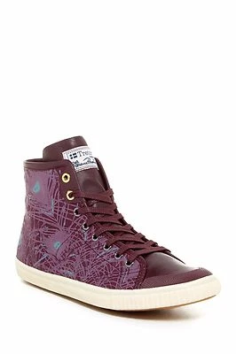 NUEVO EN CAJA Zapatilla Tretorn 'Seksti Mid' Talla 6 Patrón Pluma de Pavo Real Fig Tenis $125 Foto 1 de 4